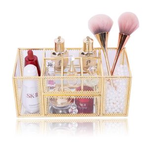 boîte de rangement pour maquillage en verre