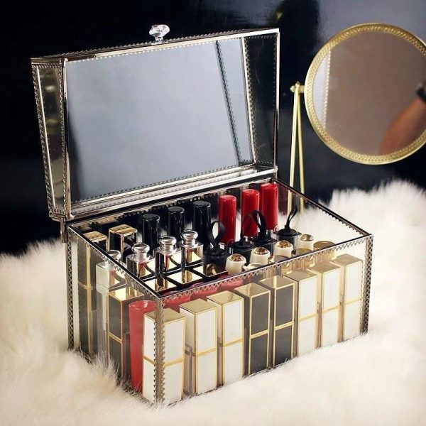 Boite de Rangement Maquillage en Verre