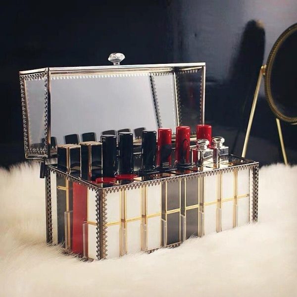Boite de Rangement Maquillage en Verre