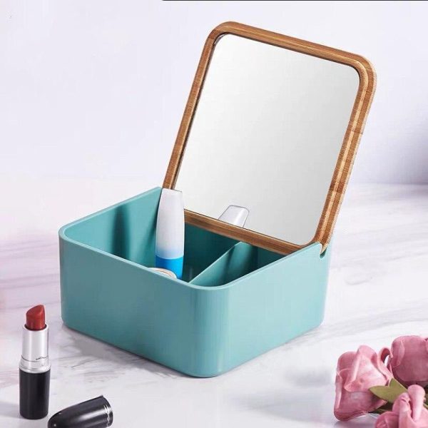 organisateur maquillage avec miroir