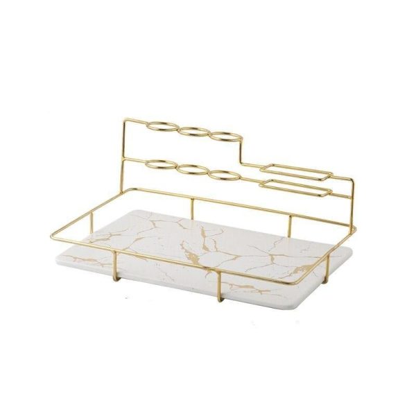 Organisateur de Maquillage Doré en Marbre - Range Maquillage