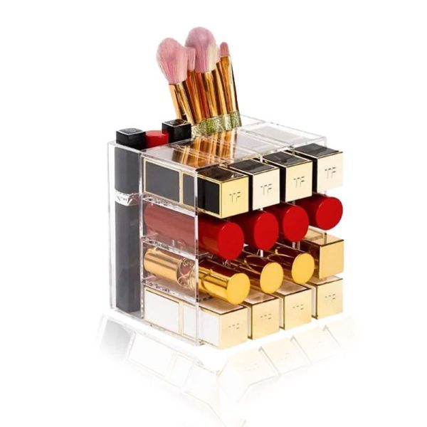 rangement maquillage plastique transparent