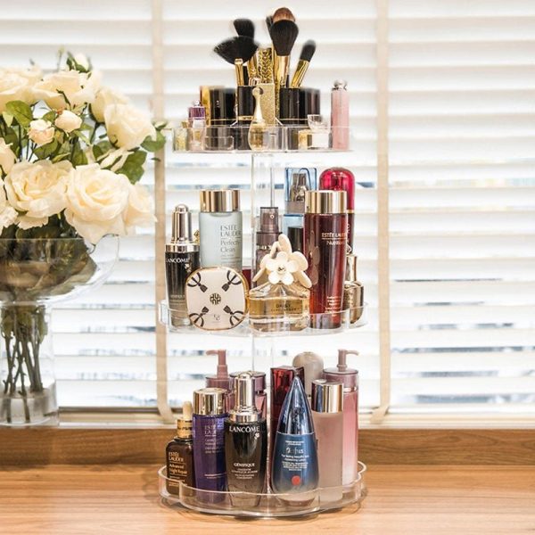Tour de Rangement Maquillage Acrylique Tournant - Range Maquillage